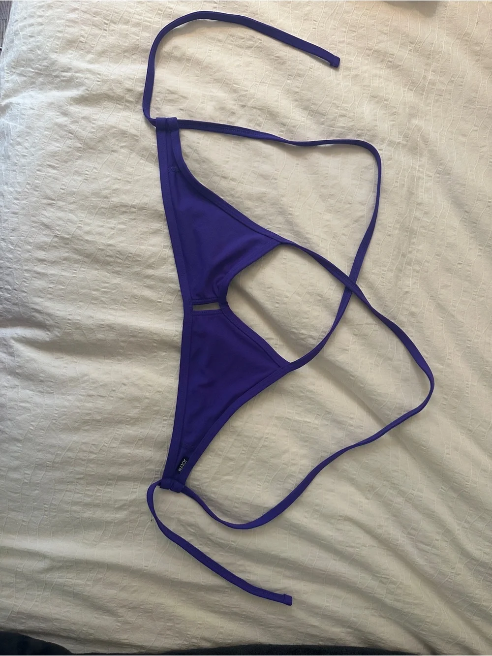 Jolyn Clothing Vent Purple String Bikini Top with Adjustable Ties